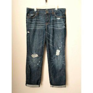 Ann Taylor LOFT Jeans- Boyfriend Button Fly Distressed 38W 31L